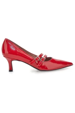 Décolleté rosse con tacco basso e doppia cinturina 3854R-PITTARELLO GLAM Online