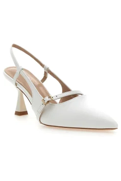 Décolleté SingBack Bianche con Tacco a Punta P530-FIRST LADY New