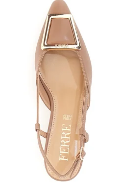 Décolleté Slingback Beige con Dettaglio Geometrico Effetto Cromato F212-FERRE' Hot
