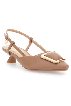 Décolleté Slingback Beige con Dettaglio Geometrico Effetto Cromato F212-FERRE' Hot