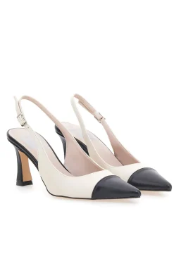 Décolleté Slingback Beige e Nere A Punta Made in Italy 256-PITTARELLO LOVE Outlet