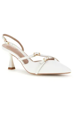 Décolleté slingback bianche con cinturini P655-FIRST LADY Outlet