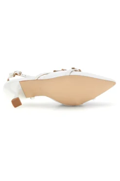 Décolleté slingback bianche con cinturini P655-FIRST LADY Outlet
