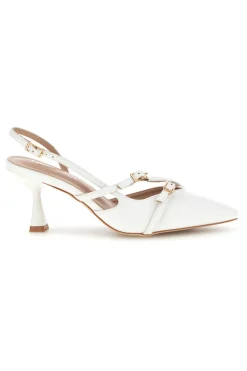 Décolleté slingback bianche con cinturini P655-FIRST LADY Outlet