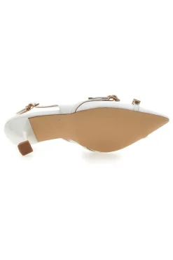 Décolleté Slingback Bianche con Cinturini Decorativi P531-FIRST LADY