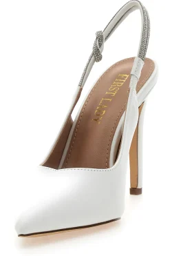 Décolleté Slingback Bianche con Tacco Alto P528-FIRST LADY Sale