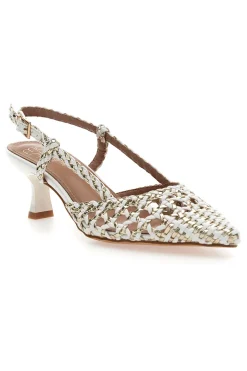 Décolleté slingback bianche intrecciate con tacco basso 1601-MON DIEU Hot