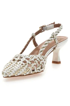 Décolleté slingback bianche intrecciate con tacco basso 1601-MON DIEU Hot