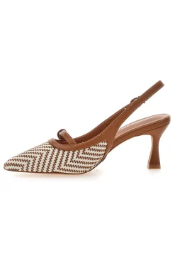 Décolleté Slingback marrone con cinturino e tacco medio P666-FIRST LADY