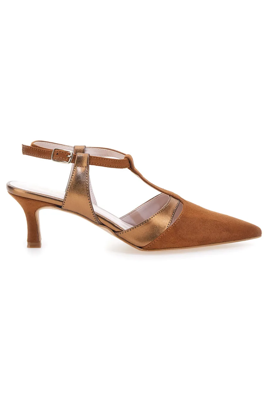 Décolleté slingback marrone con cinturino Made in Italy 4003-PITTARELLO GLAM Outlet