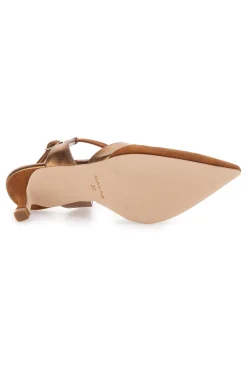 Décolleté slingback marrone con cinturino Made in Italy 4003-PITTARELLO GLAM Outlet