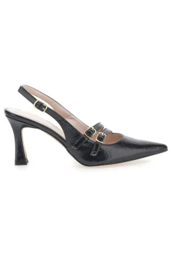 Décolleté Slingback Nere a Punta Effetto Vernice 3591-PITTARELLO GLAM Sale