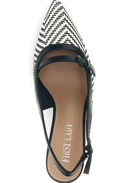 Décolleté Slingback nere con cinturino e tacco medio P666-FIRST LADY