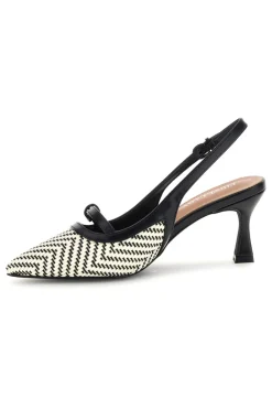Décolleté Slingback nere con cinturino e tacco medio P666-FIRST LADY