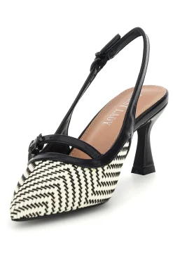 Décolleté Slingback nere con cinturino e tacco medio P666-FIRST LADY