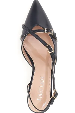 Décolleté Slingback Nere con Cinturini 9532-FIRST LADY Online