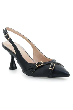 Décolleté Slingback Nere con Cinturini Decorativi P531-FIRST LADY Best