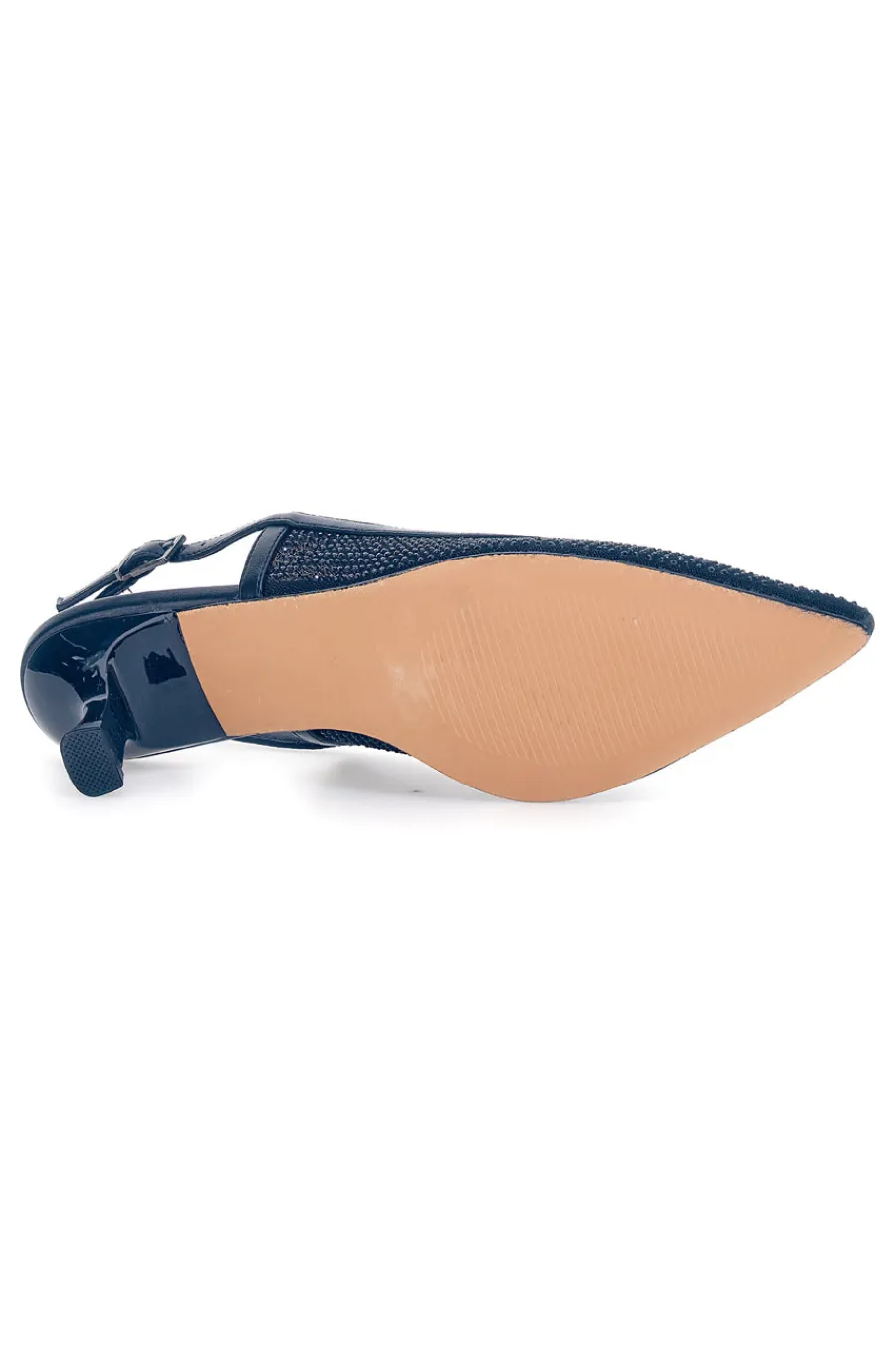 Décolleté slingback nere con strass e tacco basso 632-MON DIEU Online