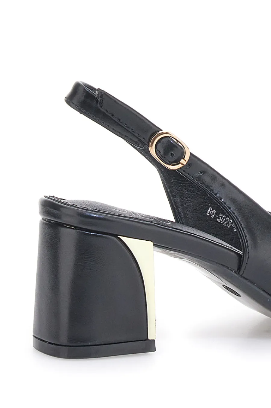 Décolleté Slingback Nere con Tacco con Dettaglio Effetto Cromato DQ50233-MON DIEU Outlet