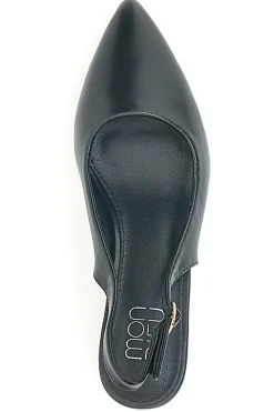 Décolleté Slingback Nere con Tacco con Dettaglio Effetto Cromato DQ50233-MON DIEU Outlet