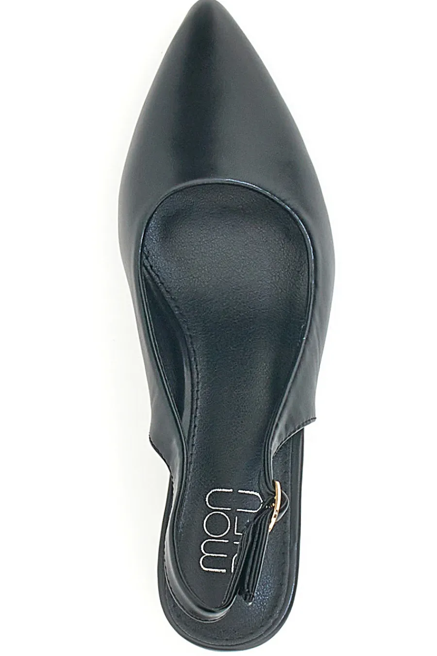 Décolleté Slingback Nere con Tacco con Dettaglio Effetto Cromato DQ50233-MON DIEU Outlet
