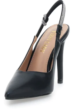 Décolleté Slingback Nere con Tacco Alto P528-FIRST LADY New