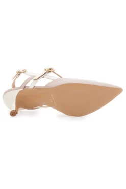 Décolleté Slingback Nude a Punta con Cinturini Bianchi 1175-PITTARELLO COUTURE New