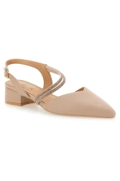 Décolleté Slingback Nude con Punta Sfilata e Cinturino con Strass 883153-MON DIEU Online