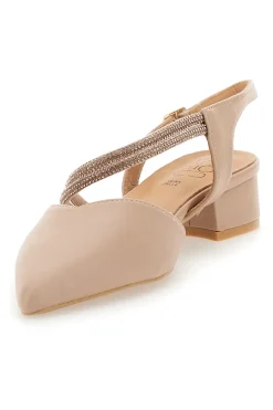 Décolleté Slingback Nude con Punta Sfilata e Cinturino con Strass 883153-MON DIEU Online