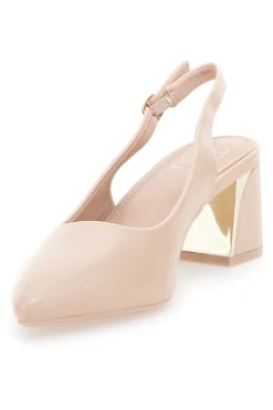Décolleté Slingback Nude con Tacco con Dettaglio Effetto Cromato DQ50233-MON DIEU Discount