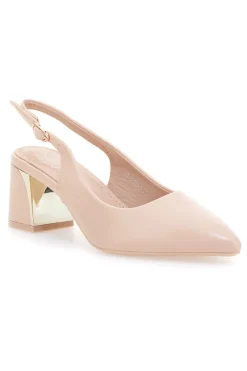 Décolleté Slingback Nude con Tacco con Dettaglio Effetto Cromato DQ50233-MON DIEU Discount