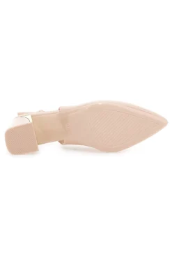 Décolleté Slingback Nude con Tacco con Dettaglio Effetto Cromato DQ50233-MON DIEU Discount