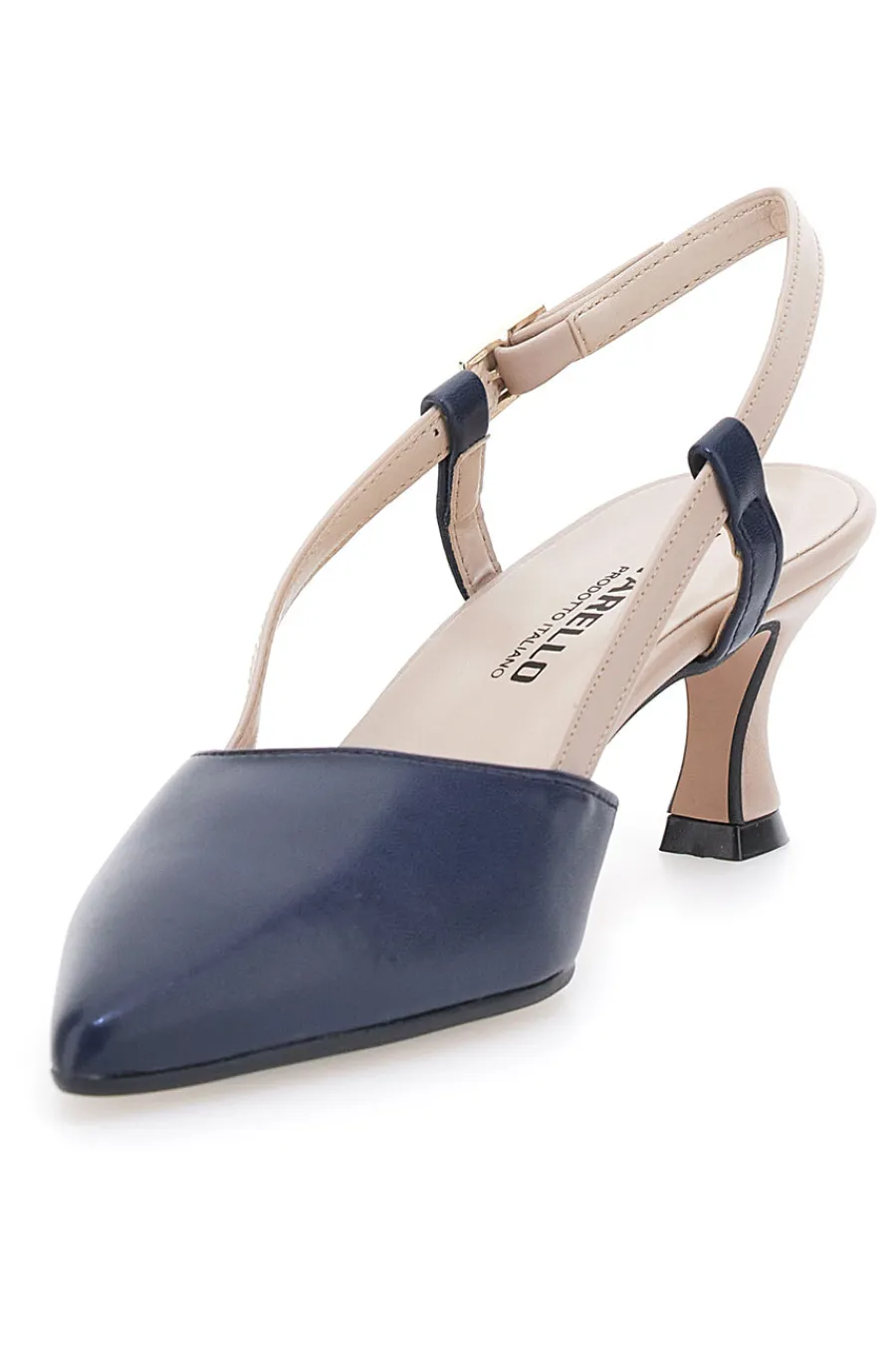 Décolleté Slingback Nude e Blu a Punta P506-PITTARELLO