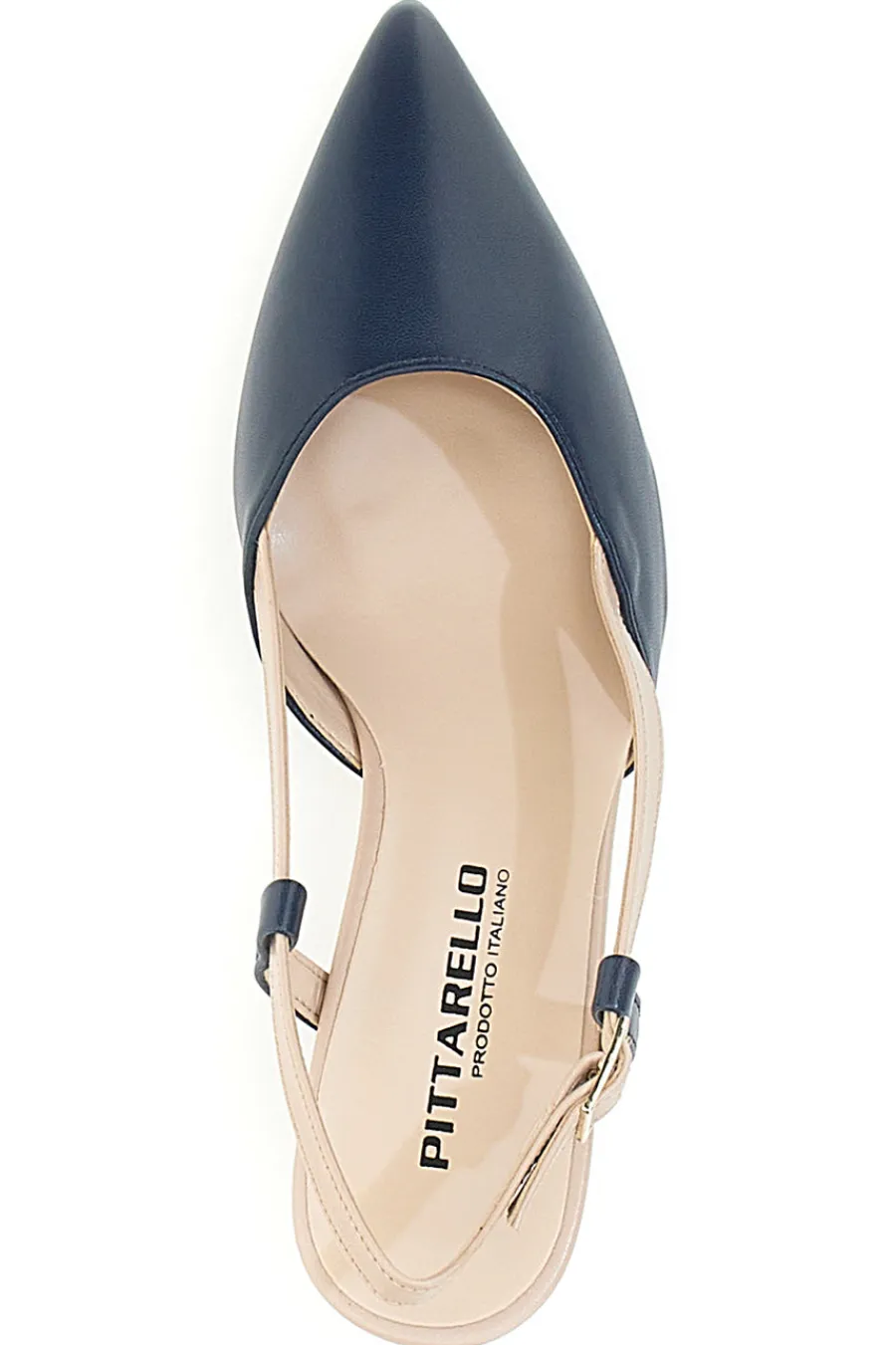 Décolleté Slingback Nude e Blu a Punta P506-PITTARELLO