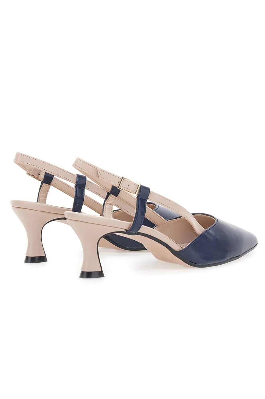 Décolleté Slingback Nude e Blu a Punta P506-PITTARELLO