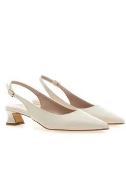Décolleté Slingback Panna a Punta con Tacco Basso 3614-PITTARELLO GLAM Outlet