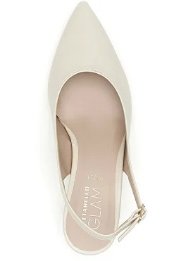 Décolleté Slingback Panna a Punta con Tacco Basso 3614-PITTARELLO GLAM Outlet