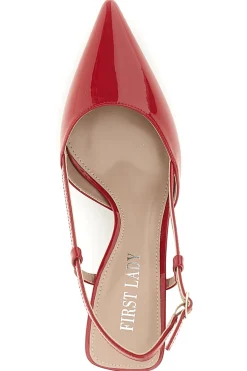 Décolleté slingback rosse effetto vernice P669-FIRST LADY Sale