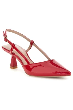 Décolleté slingback rosse effetto vernice P669-FIRST LADY Sale