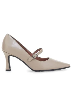 Décolleté tortora con cinturino e tacco a rocchetto 3518 Tortora-PITTARELLO GLAM Online