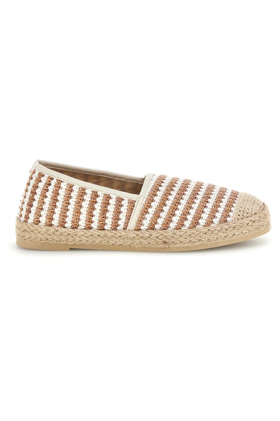 Espadrillas beige e bianche a righe in tessuto p687-PRIMA RIGA Clearance
