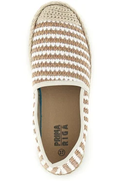 Espadrillas beige e bianche a righe in tessuto p687-PRIMA RIGA Clearance