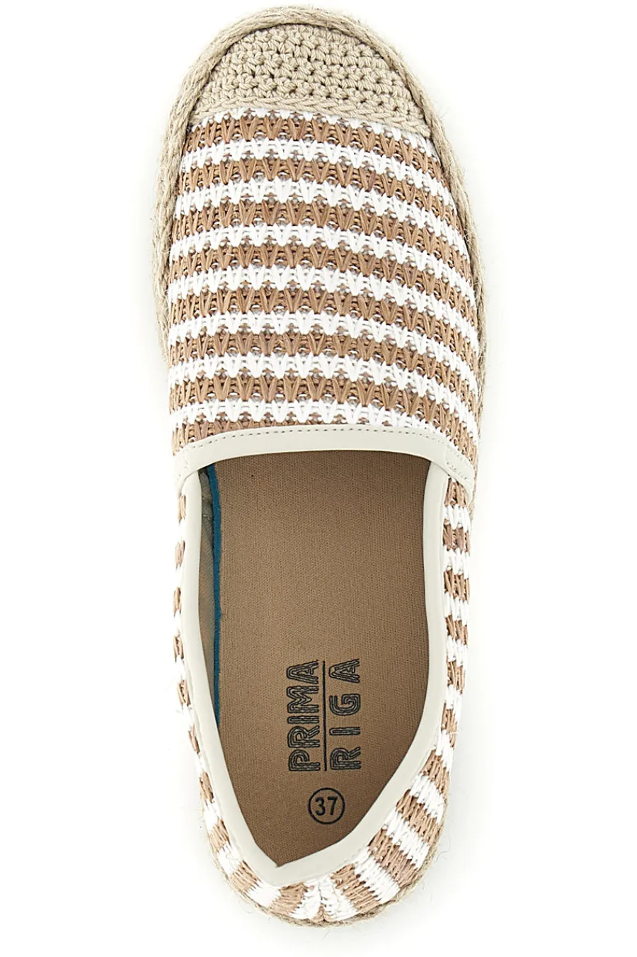 Espadrillas beige e bianche a righe in tessuto p687-PRIMA RIGA Clearance
