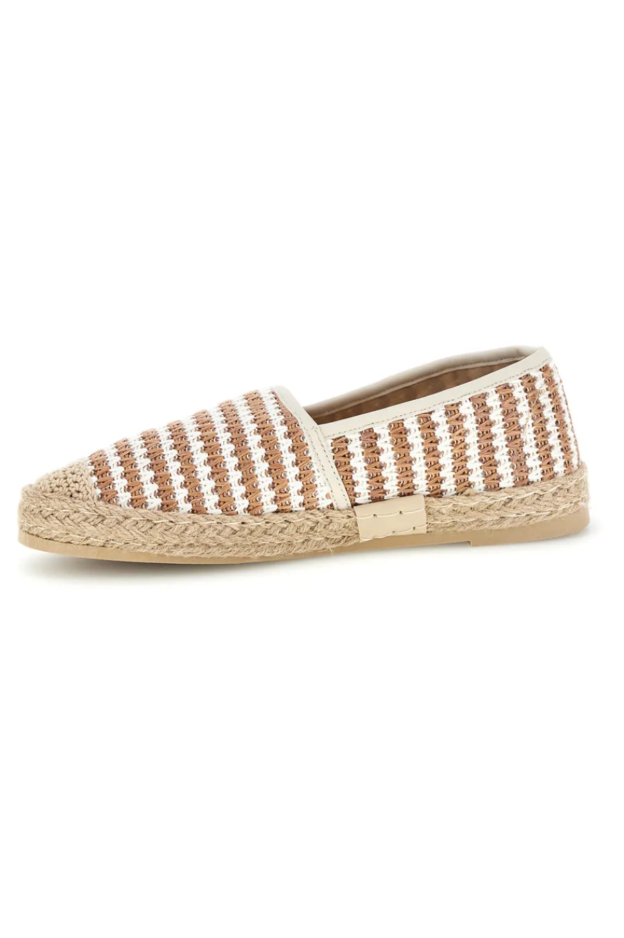 Espadrillas beige e bianche a righe in tessuto p687-PRIMA RIGA Clearance