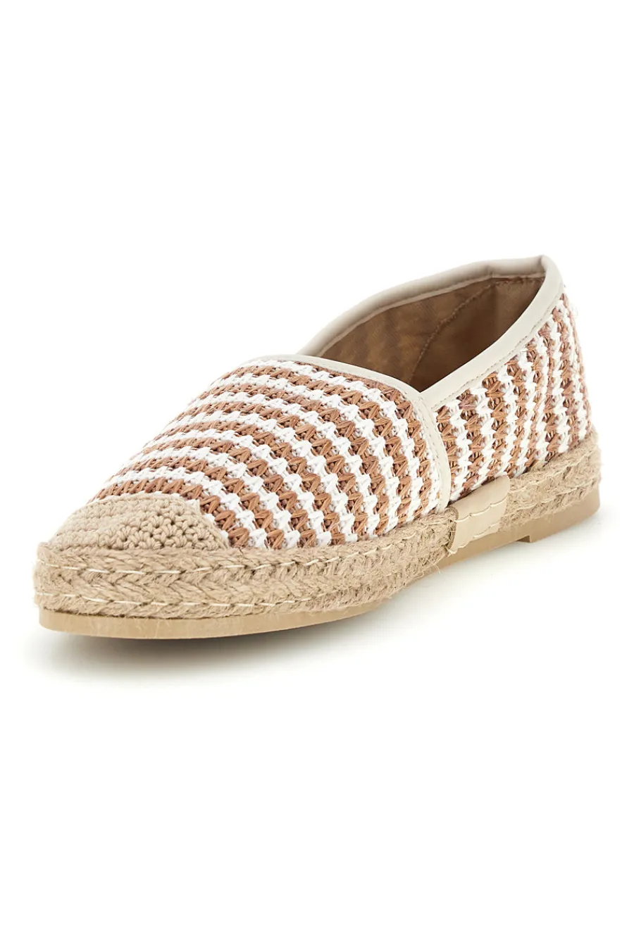 Espadrillas beige e bianche a righe in tessuto p687-PRIMA RIGA Clearance