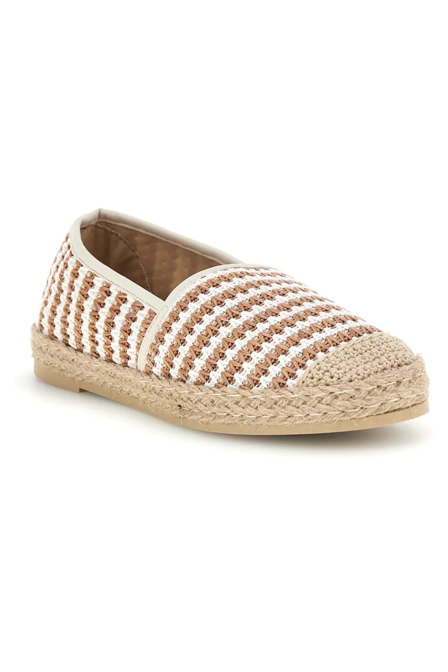 Espadrillas beige e bianche a righe in tessuto p687-PRIMA RIGA Clearance