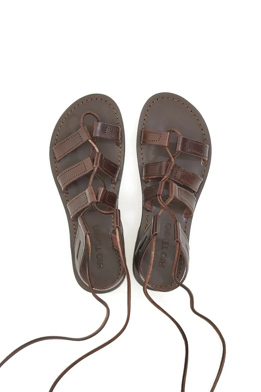 Flache Schnürsandalen Mio Tempo 1369 Braun