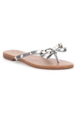 Flip-Flops mit silberner Schleife und Nieten PREA842-MON DIEU Best