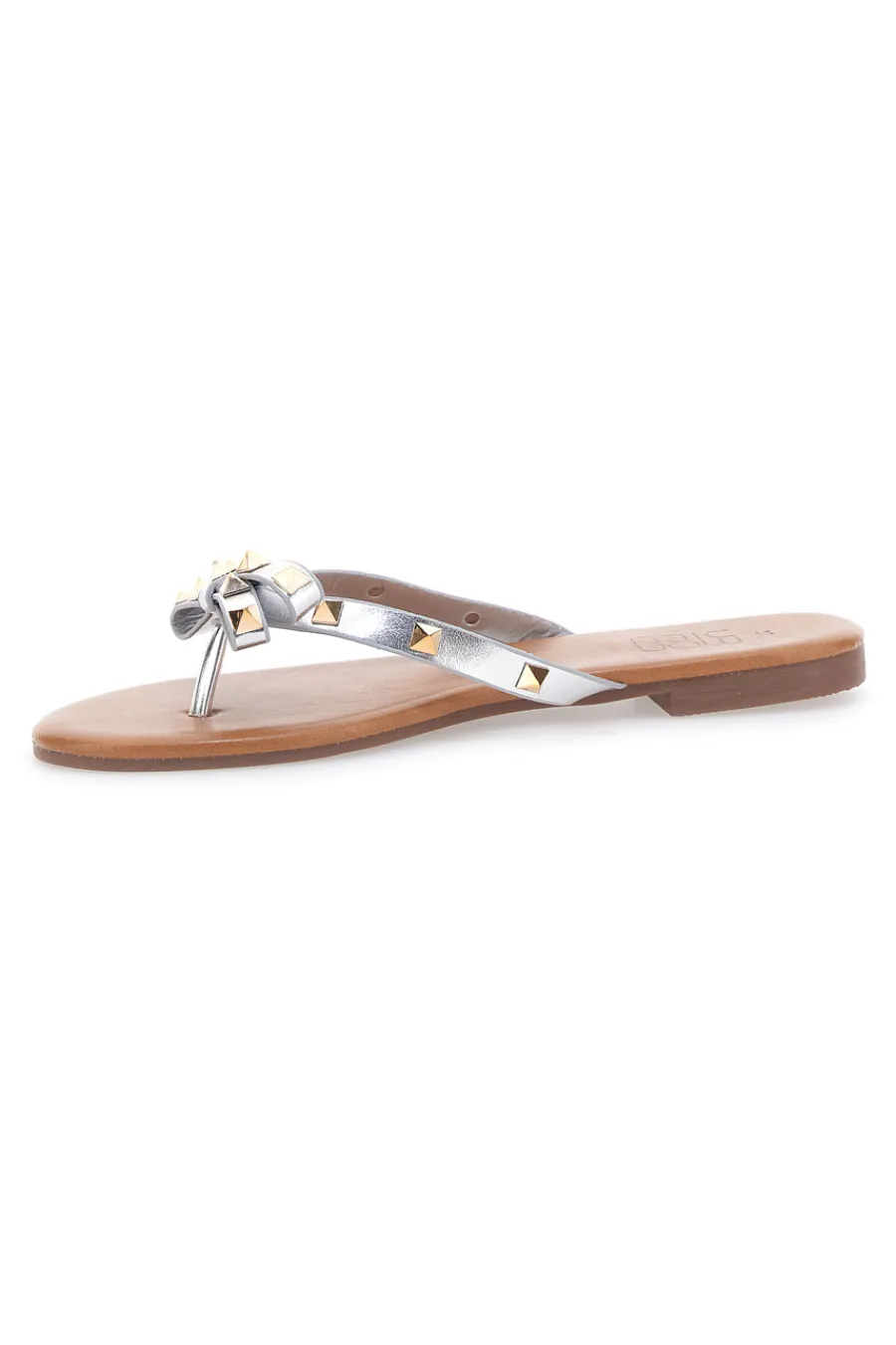 Flip-Flops mit silberner Schleife und Nieten PREA842-MON DIEU Best