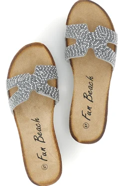 Fun Strand Silber Hausschuhe mit Glitter 18103-FUN BEACH New